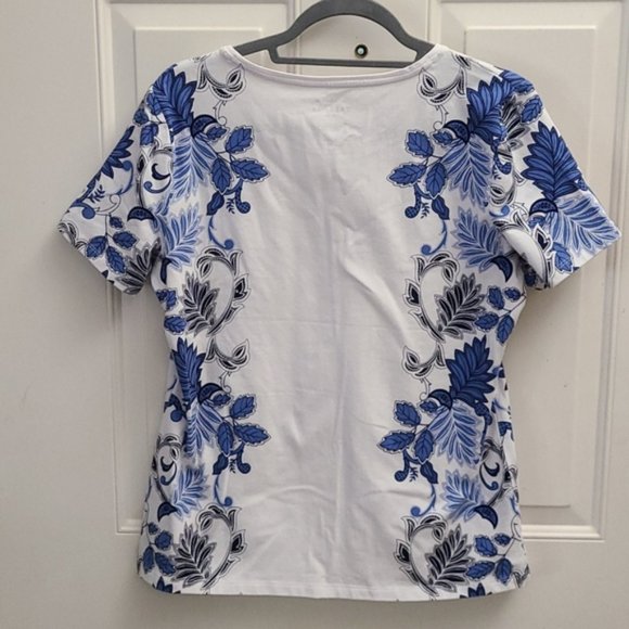 Talbots Blue and White Tee - Picture 3 of 5